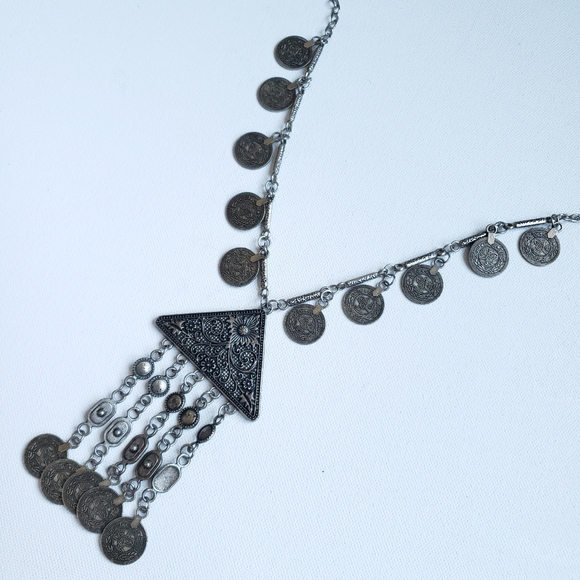 Tribal Coin Tassel Statement Necklace - Picture 4 of 14